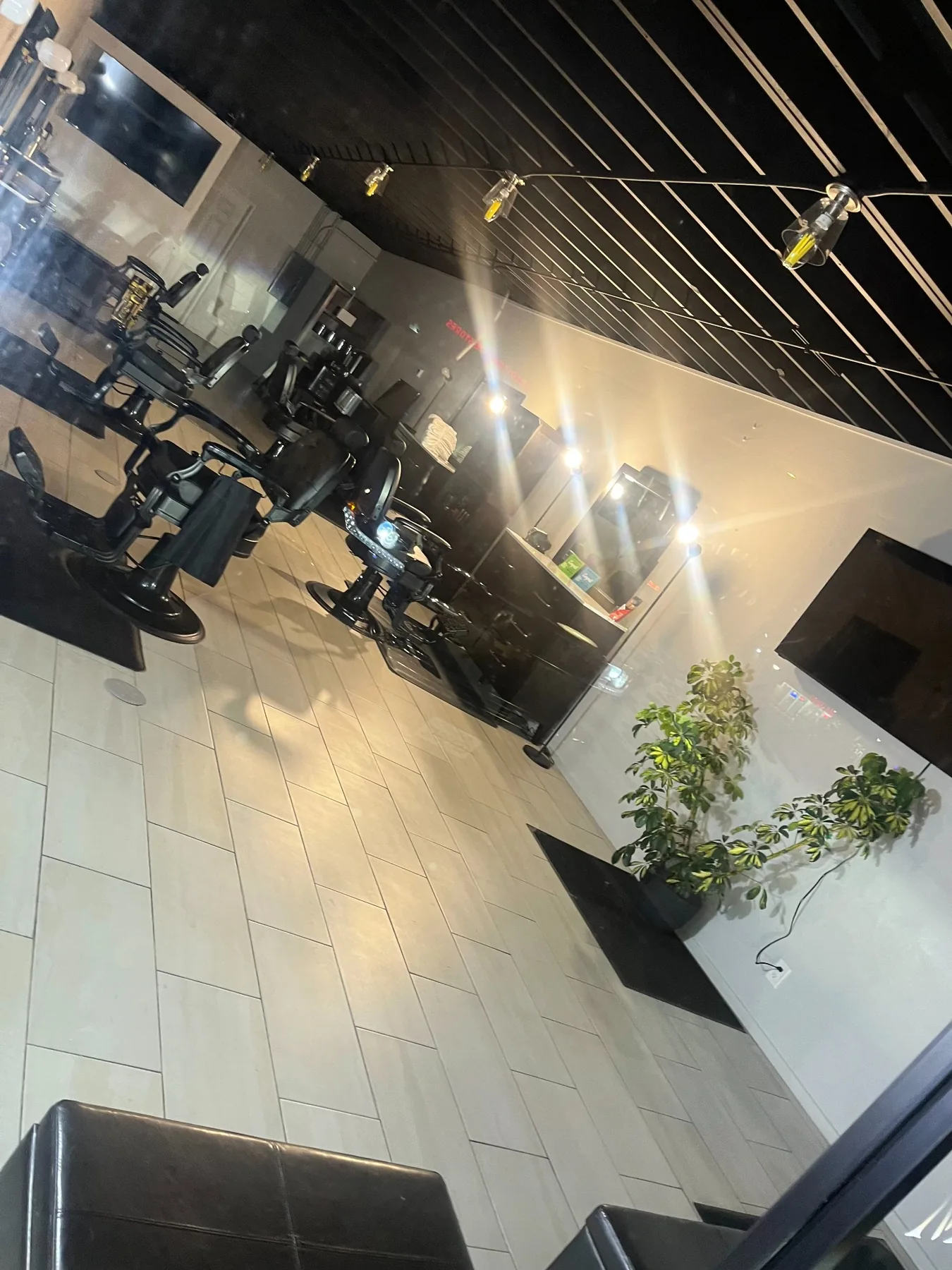 View through the front window into Masters Barber & Shave